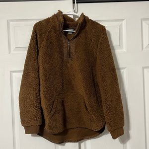 Women's Brown Sherpa Quarter Zip